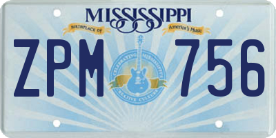 MS license plate ZPM756