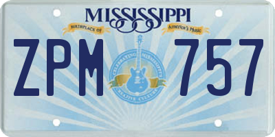 MS license plate ZPM757