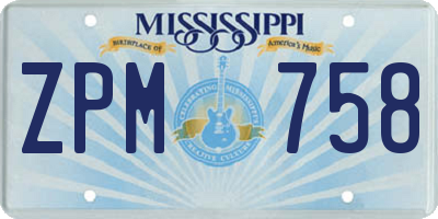 MS license plate ZPM758