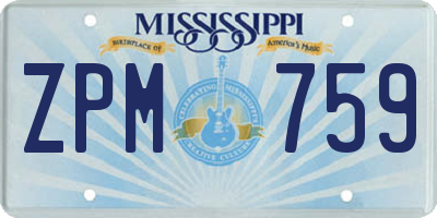 MS license plate ZPM759