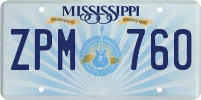 MS license plate ZPM760