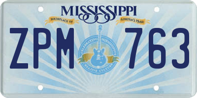 MS license plate ZPM763