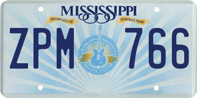 MS license plate ZPM766