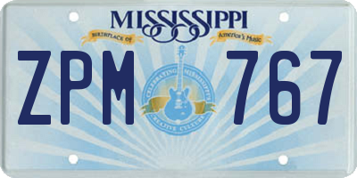 MS license plate ZPM767