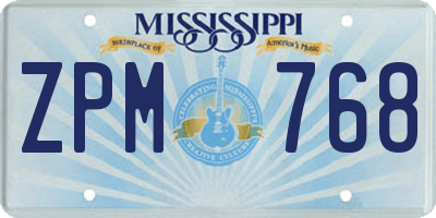 MS license plate ZPM768