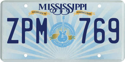 MS license plate ZPM769