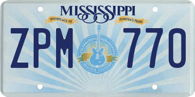 MS license plate ZPM770