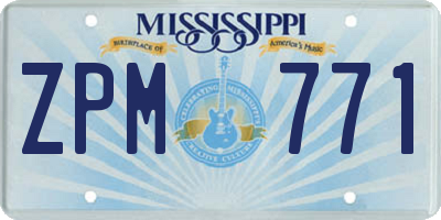 MS license plate ZPM771