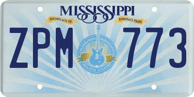 MS license plate ZPM773