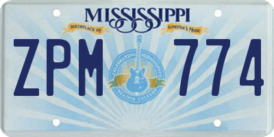 MS license plate ZPM774