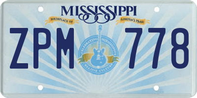 MS license plate ZPM778