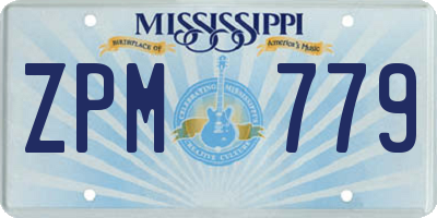 MS license plate ZPM779