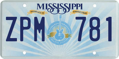 MS license plate ZPM781