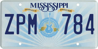 MS license plate ZPM784