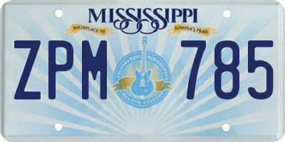 MS license plate ZPM785