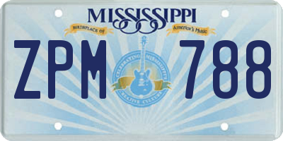 MS license plate ZPM788