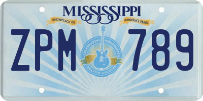 MS license plate ZPM789