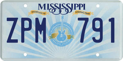 MS license plate ZPM791