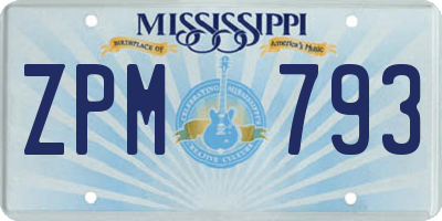 MS license plate ZPM793