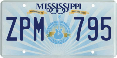 MS license plate ZPM795