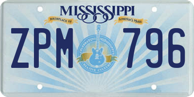 MS license plate ZPM796