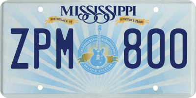 MS license plate ZPM800