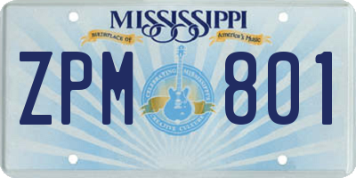 MS license plate ZPM801