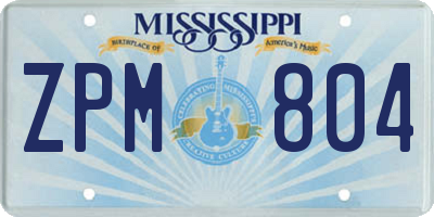 MS license plate ZPM804