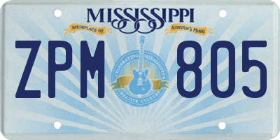 MS license plate ZPM805