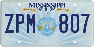MS license plate ZPM807