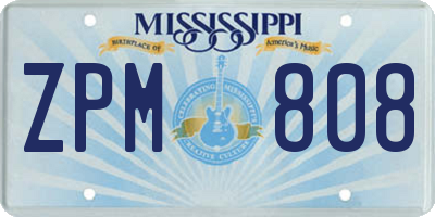 MS license plate ZPM808