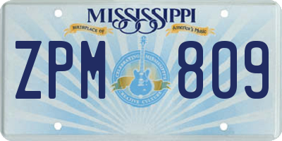 MS license plate ZPM809