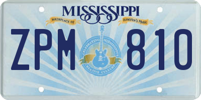 MS license plate ZPM810