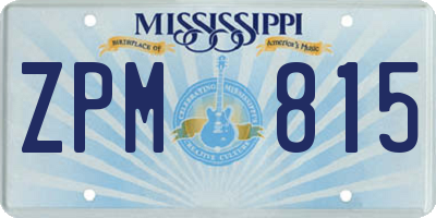 MS license plate ZPM815