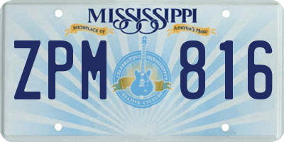 MS license plate ZPM816