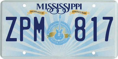 MS license plate ZPM817