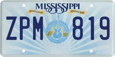MS license plate ZPM819