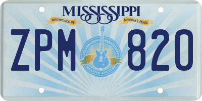 MS license plate ZPM820