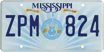 MS license plate ZPM824