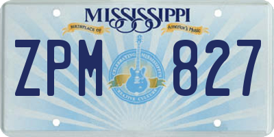 MS license plate ZPM827