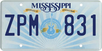 MS license plate ZPM831