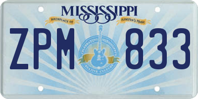 MS license plate ZPM833
