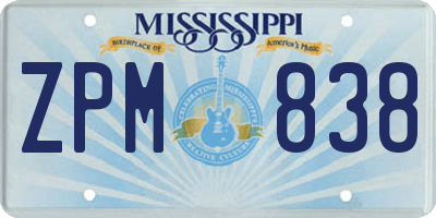MS license plate ZPM838