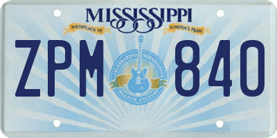 MS license plate ZPM840