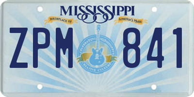 MS license plate ZPM841