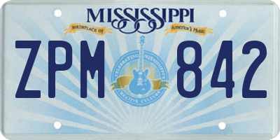 MS license plate ZPM842