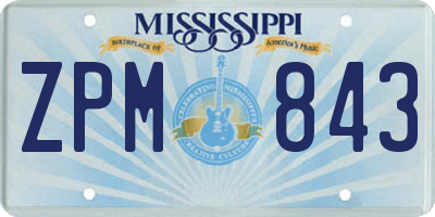 MS license plate ZPM843