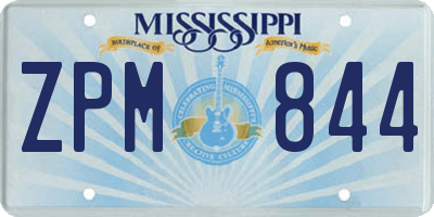 MS license plate ZPM844