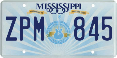 MS license plate ZPM845