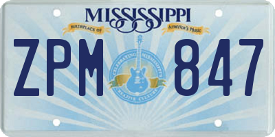 MS license plate ZPM847